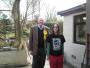 Menzies Campbell campaigning in Dunshalt in Fife. Meeting a first time voter. He came into our garden for a look.
