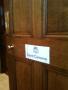 Door to David Cameron's room at the final Prime Ministerial Debate at the University of Birmingham