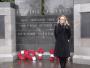 Caroline Kerswell conservative council candidate in Mile end east at the Cemetery park mile end rememberance sunday remembering her family that served in the war and helped rescue survivors during the blitz