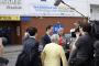 Nick Clegg arrives at Warrington Wolves stadium the day after the first Leader's Debate where he was met by the party faithful and the national media. 