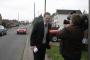 Peter Roberts, North East Cambridgeshire Labour candidate, is interviewed by ITV Anglia during a leafleting session in the town of March. Tuesday 13th April.