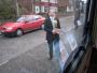 Liberal Democrat Ian Swale campaigning on the streets of Redcar, while being photographed by Election Artist Simon Roberts (whose on the roof of the motohome). Swales won the Redcar constituency and is the first non-Labour MP to represent the seat. It's been in Labour hands since it was created in 1974, and in the last 36 years has only had three MPs. Swales won with a majority of 5,214 after a swing of nearly 22% from Labour's Vera Baird. The most high profile issue in the constituency in the run up to the General Election has been the mothballing of the Corus steel plant. Vera Baird was heavily involved in the campaign to save Corus but there was criticism of the Government for not stepping in. 