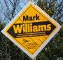 An election poster for Mark Williams (the Liberal Democrat candidate for Ceredigion) located in the village of Ffosyffin (south of Aberaeron)