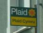 Election poster for Penri James (Plaid Cymru candidate in Ceredigion) in the town of Aberaeron