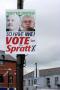 Sinn Fein and SDLP candidates on a Unionist Poster!! Because Sinn Fein pulled out of the South Belfast constituency (in the hope that the SDLP would do the same in Fermanagh and South Tyrone which they didn't) the Unionists thought they could portray the moderate Social Democratic Labour Party (SDLP) and the more hard line Sinn Fein as bedfellows. The posters appeared the night before the election and are as far as i know currently being investigated as possibly being a falsehood stating that the SF & SDLP have unified when they haven't. Belfast, Northern Ireland.