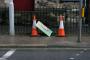 Sinn Fein candidate poster in Belfast - a health and safety hazard? Northern Ireland.