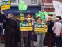 Plaid Cymru supporters cover all the angles at their rally in Aberystwyth.