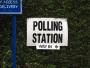 Polling Station sign at Brookburn School in the Manchester Withington constituency