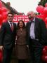 Retiring MP Bruce George (Lab - Walsall South) poses for a photo with Valerie Vaz the Labour candidate hoping to succeed him and the Foreign Secretary David Miliband