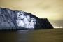 The 3 faces of the leading parties candidate's are projected onto The White Cliffs of Dover.  Gordon Brown, David Cameron and Nick Clegg we're styled to look like the image of Mount Rushmore ahead of the 2nd Political Debate. 